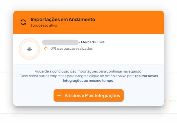Tela de confirmação de conexão no sistema Marketize